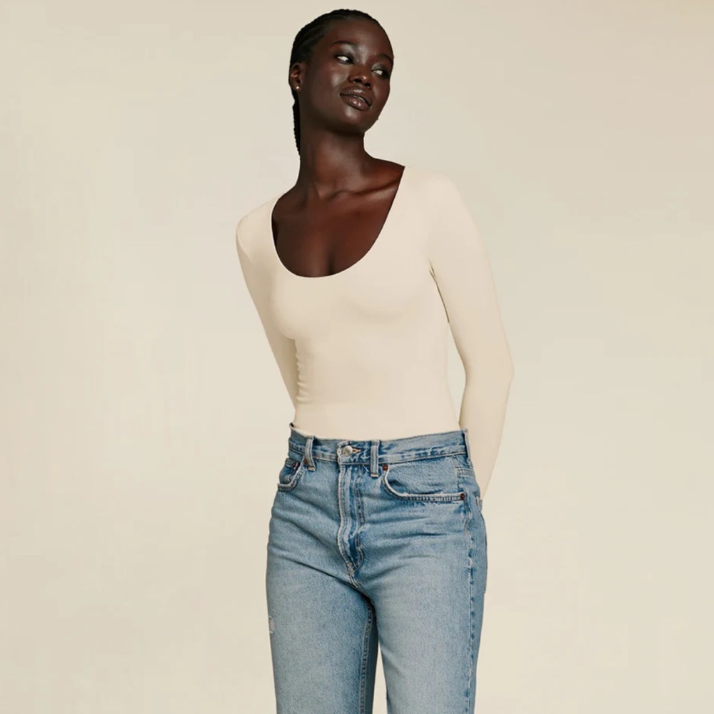 Nuuds Long Sleeve Scoop Neck Bodysuit NWOT